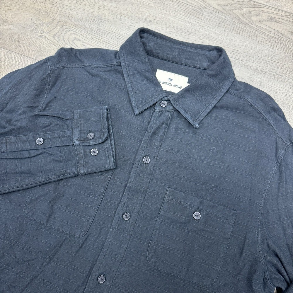 The Normal Brand Black‎ Button Up Shirt Textured Sz M Smart Casual Prep